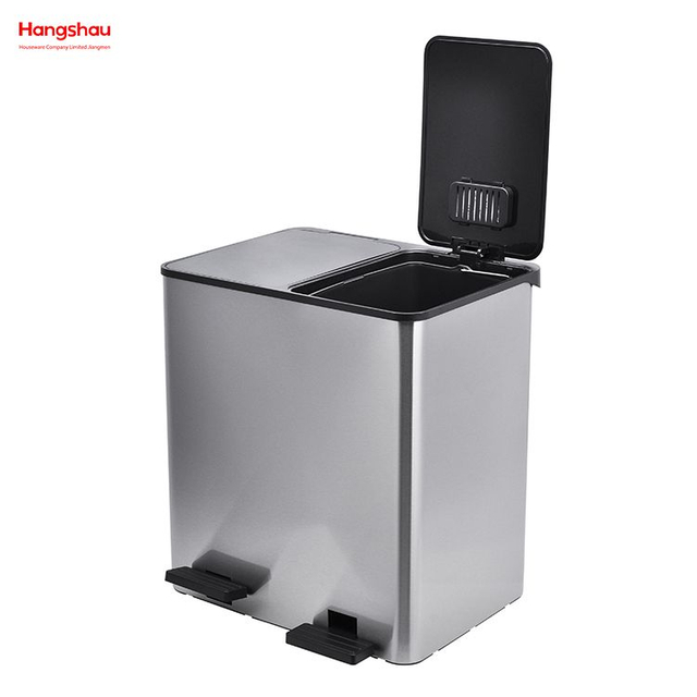 40L Waste Cafeteria Sorting Garbage Bins Outdoor Stainless Steel Environment protection Classification Trash Can Kitchen Garbage Classification
