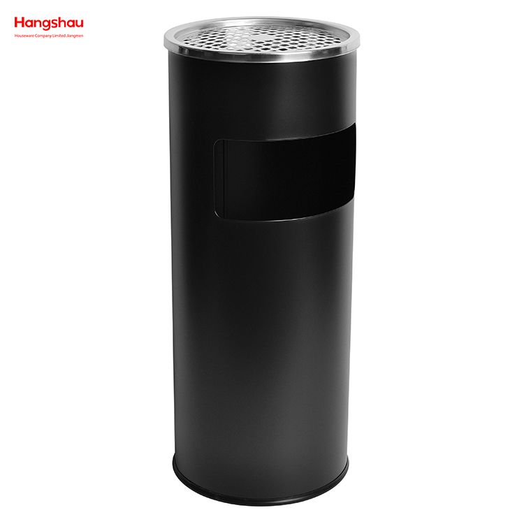 17L Round Ashtray Dustbin Metal With An Ashtray In The Hotel LobbyTrash Can Ashtrays in Public Places Waste Bins Smoking Area Trash Can Stainless Steel
