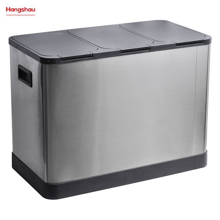 42L Stainless Steel Kitchen Garbage Classification Waste Cafeteria Sorting Garbage Bins Sealing And Odor Prevention Environment protection Classification Trash Can