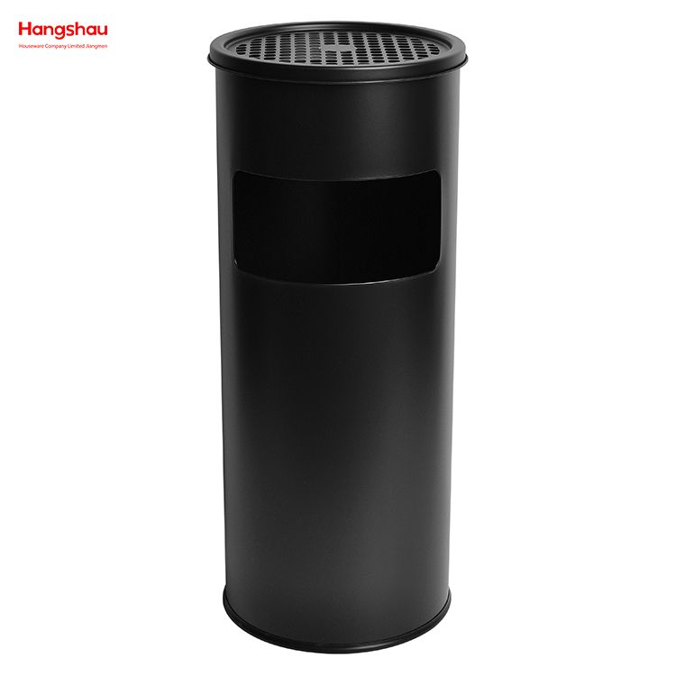 17L Metal With An Ashtray In The Hotel LobbyTrash Can Smoking Area Trash Can Stainless Steel Round Ashtray Dustbin Ashtrays in Public Places Waste Bins