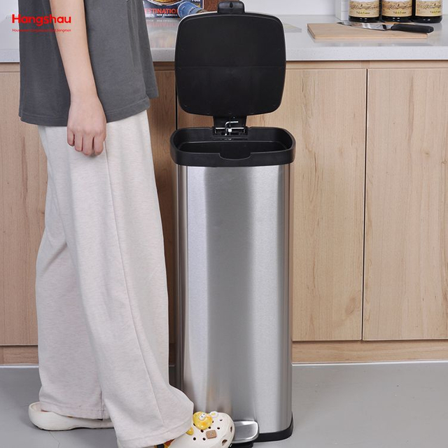 Hotel Bedroom Trash Can Hot Selling 30l Stainless Steel Rubbish Bin With Pedal Feature For Kitchen Storage