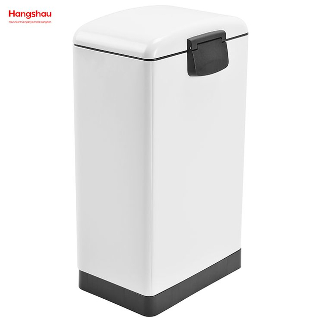 30L Custom Colorful Rectangular Silent Closing Foot Pedal Stainless Steel Garbage Trash Bin For Kitchen Office Trash Can