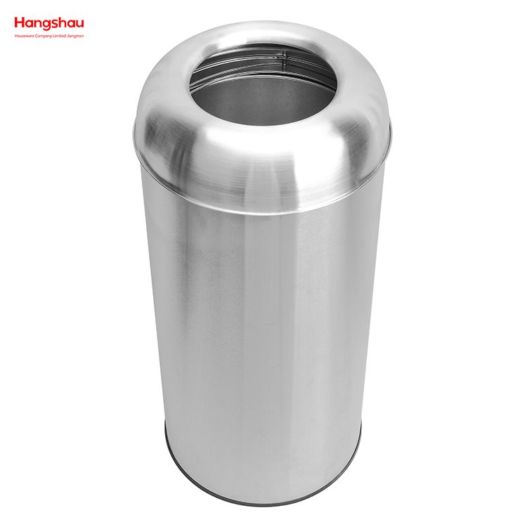 70L Stainless Steel Round Open Top Trash Bin(with Inner Bucket) Hotel Square Outdoor Garden Waste Bin Trash Can Black Pop Up Open Top Waste Trash Bin