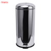 Round Mirror Polishing Shape 30 Liter Soft Closing Kitchen Stainless Steel Polish Trash Can With Foot Pedal