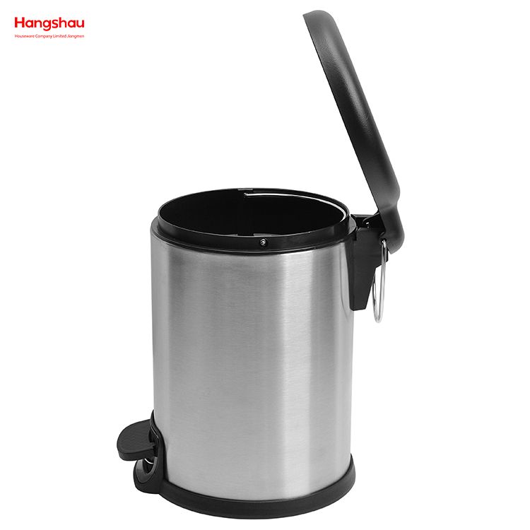 Modern Houseware Products Stainless Steel 410# 3L Pedal Trash Bin With Plastic Cover Closing Slowly And Mutely Round Trash Bin Waste Bin Dustbin