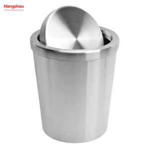 5L Hotel Room Round Swing Lid Metal Trash Bin Waste Bin Dustbin Steel Recycle Bin Metal Trash Can With Cover Lid