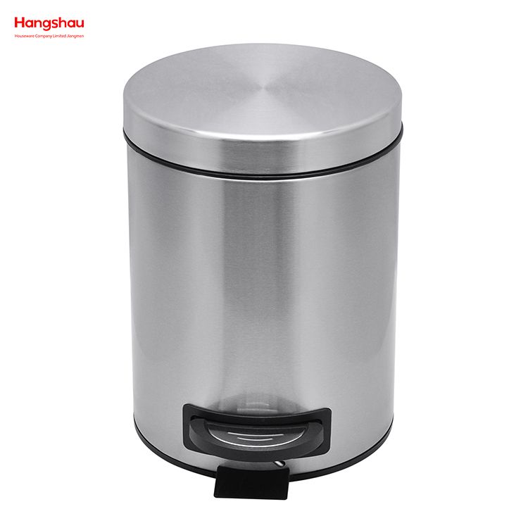 5L Round Trash Can with Removable Inner Wastebasket, Bathroom Trash Can Stainless Steel Foot Pedal Bin