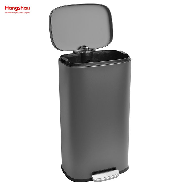 30L Cafeteria Custom Colorful Rectangular Silent Closing Foot Pedal Dustbin Lobby Stainless Steel Garbage Trash Bin For Kitchen waste Office Trash Can