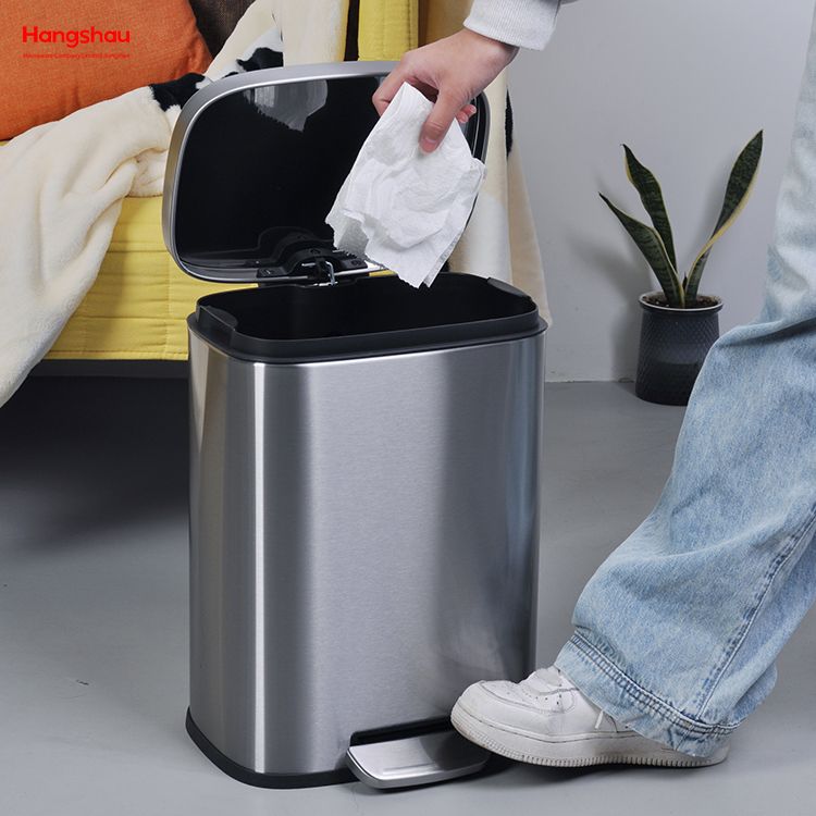 12l Stainless Steel Foot Operated Waste Bins For Hotel Bathroom Pedal Trash Can