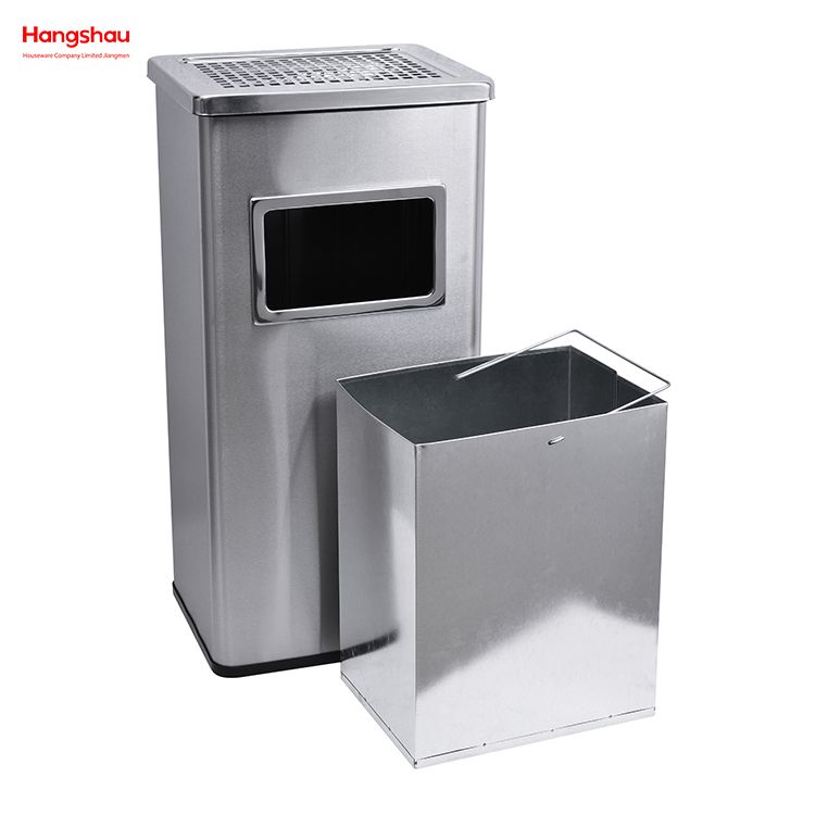 30L Rectangle Wholesale Square ashtray Dustbin With An Ashtray In The Hotel Lobby Stainless Steel Trash Can Ashtrays in public places Waste Bins Smoking area trash can