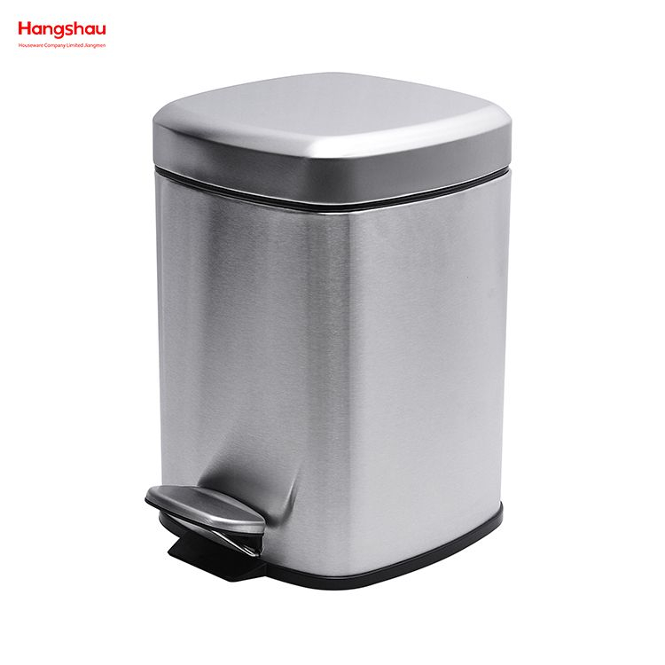 6L Square Stainless Steel Foot Pedal Dustbin Hotel Dust Bin Stainless Steel Foot Pedal Dustbin With Rubbish Bin Garbage For Kitchen Hotel Office Trash Can