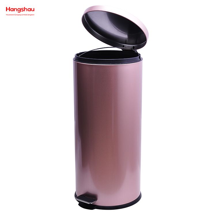 30L Metal Morden Style Dustbin Garbage Can Lid Powder Coating For Indoor Trash Can Household Stripe Pedal Waste Bin DustBin Bathroom Trash Can 