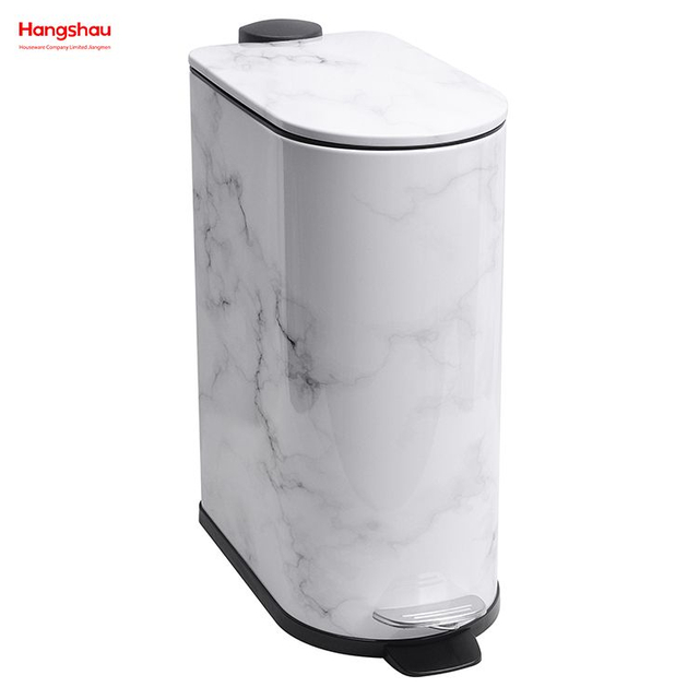 10L Household Stripe Printing Pedal Waste Bin DustBin Bathroom Trash Can Metal Morden Style Dustbin Garbage Can Lid Powder Coating For Indoor Trash Can