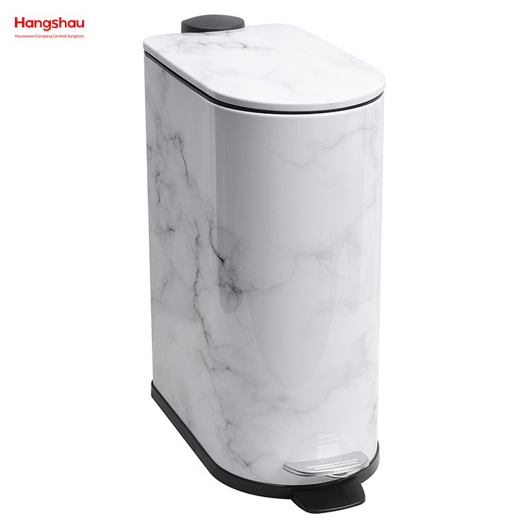 10L Household Stripe Printing Pedal Waste Bin DustBin Bathroom Trash Can Metal Morden Style Dustbin Garbage Can Lid Powder Coating For Indoor Trash Can