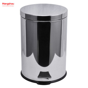 12L Household Kitchen Bathroom Round Mirror Polishing Shape Soft Closing Waste Bin Dustbin Stainless Steel Polish Trash Can With Foot Pedal Trash Bin Garbage Can