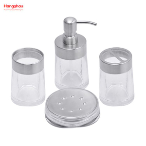 Transparent Plastic Luxury Family Soap Dispenser Toothbrush Holder Tumbler Soap Dish Bathroom Accessories Luxury Set 