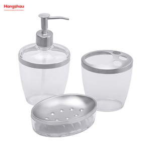 Transparent Plastic Bathroom Accessories Luxury Set Luxury Family Soap Dispenser Toothbrush Holder Tumbler Soap Dish 