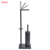 Graphite Lacquer Spraying Free Standing Stainless Steel Toilet Brush And Paper Holder Standing Grey Brushed And Anti-fingerprint Lacquer Spraying Metal Toilet Brush Holder 