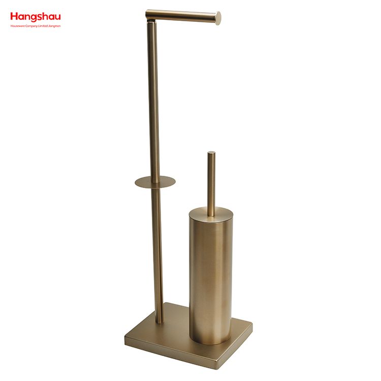Aureate Bronze Brushed And Anti-fingerprint Lacquer Spraying Metal Toilet Brush Holder Lacquer Spraying Free Standing Stainless Steel Toilet Brush And Paper Holder Standing 