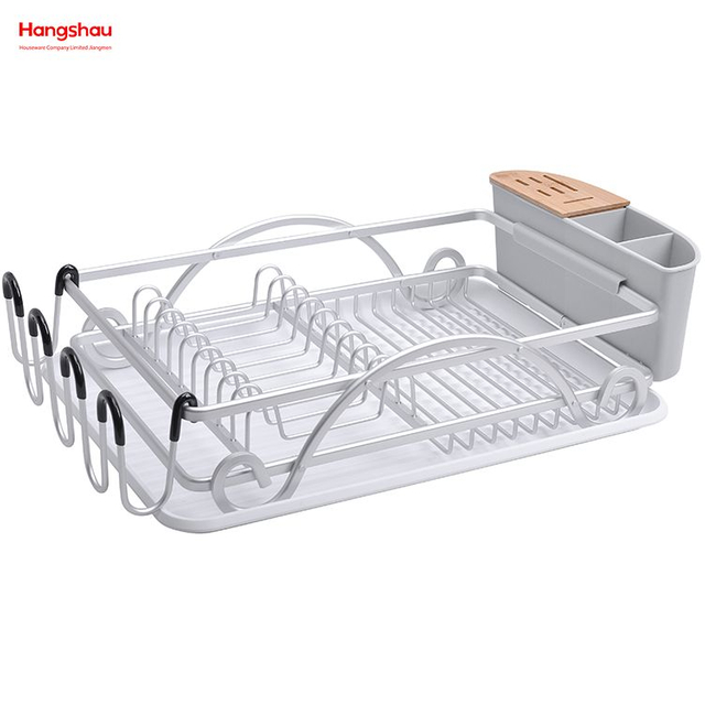 Kitchen Aluminum Stand Dish Rack Countertop Dish Rack Cup Holder Alloy Dish Rack over Sink Organizer Metal Drying Dish Tray Rack 
