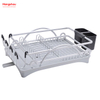 Countertop Dish Rack Cup Holder Alloy Dish Rack over Sink Organizer Metal Drying Dish Tray Rack Kitchen Double Deck Aluminum Stand Dish Rack 
