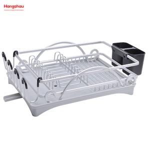 Countertop Dish Rack Cup Holder Alloy Dish Rack over Sink Organizer Metal Drying Dish Tray Rack Kitchen Double Deck Aluminum Stand Dish Rack 
