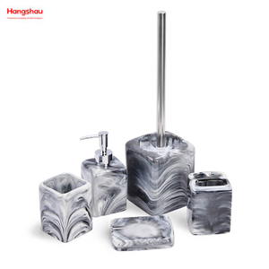Polyresin Bathroom Accessories Luxury Set Plastic Transparent Luxury Family Soap Dispenser Toothbrush Holder Tumbler Soap Dish 