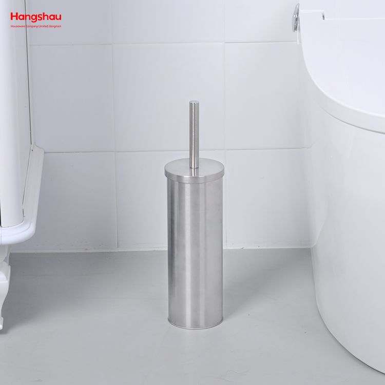 Metal Standing Toilet Brush with Holder Plastic Brush Cleaning Set Stainless Steel Matte Bathroom Toilet 