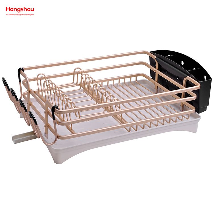 Kitchen Stand Dish Rack Countertop Dish Rack Cup Holder Aluminum Alloy Dish Rack over Sink Organizer Metal Drying Plastic Dish Tray Rack 