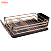 Kitchen Stand Dish Rack Countertop Dish Rack Cup Holder Golden Aluminum Alloy Dish Rack over Sink Organizer Metal Drying Plastic Dish Tray Rack 
