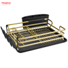 Black Golden Aluminum Alloy Dish Rack over Sink Organizer Metal Drying Plastic Dish Tray Rack Kitchen Stand Dish Rack Countertop Dish Rack Cup Holder 