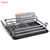 Kitchen Stand Dish Rack Countertop Dish Rack Cup Holder Black Aluminum Alloy Dish Rack over Sink Organizer Metal Drying Plastic Dish Tray Rack 