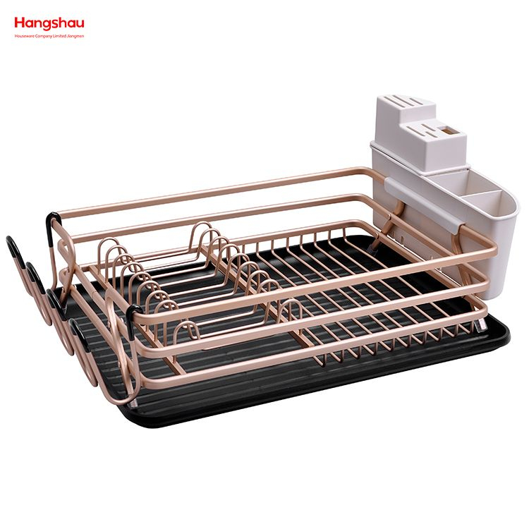  Aluminum Metal Drying Plastic Dish Tray Rack Alloy Dish Rack over Sink Organizer Kitchen Stand Dish Rack Countertop Dish Rack Cup Holder 