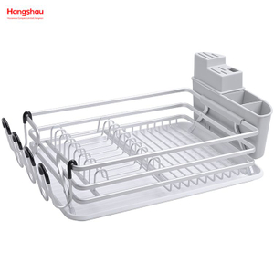 Kitchen Dish Rack Cup Holder Aluminum Alloy Dish Rack Metal Drying Plastic Dish Tray Rack over Sink Organizer Stand Dish Rack Countertop 