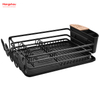 Black Powder Coated Aluminum Alloy Dish Rack over Sink Organizer Metal Drying Plastic Dish Tray Rack Kitchen Stand Dish Rack Countertop Dish Rack Cup Holder 
