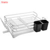 White Aluminum Alloy Dish Rack over Sink Organizer Metal Drying Plastic Dish Tray Rack Kitchen Stand Dish Rack Countertop Dish Rack Cup Holder 