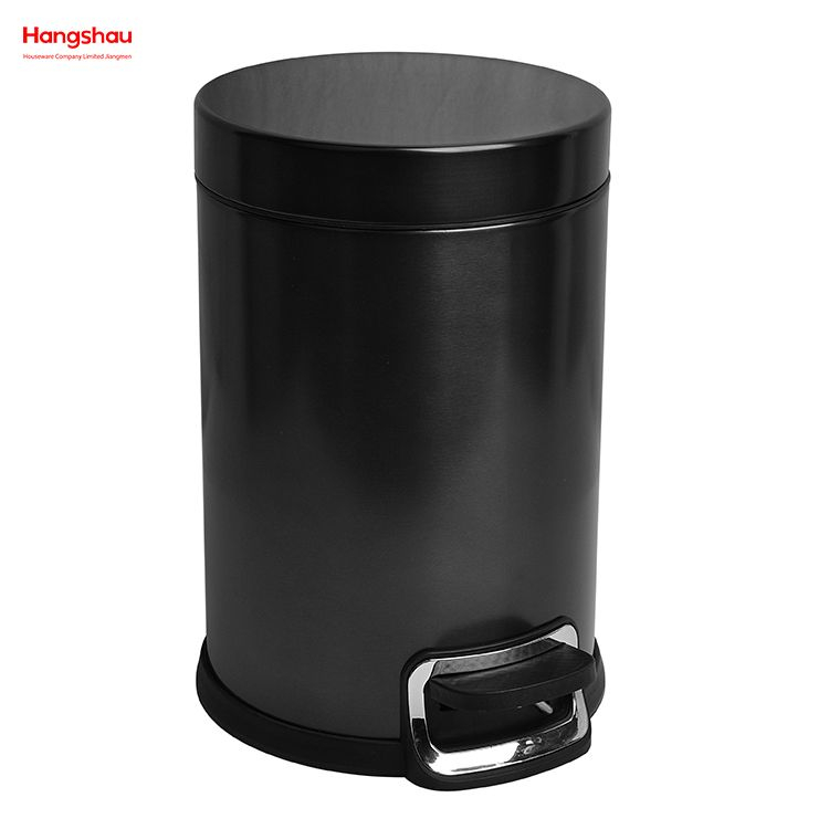 Brushed And Black Nickel Lacquer Spraying Household Bathroom Stainless Steel 3L Pedal Trash Bin With Cover Closing Slowly And Mutely Round Trash Bin Waste Bin Dustbin