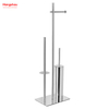 Luxury Mirror Polishing Standing Metal Toilet Brush Holder Free Standing Stainless Steel Toilet Brush And Paper Holder