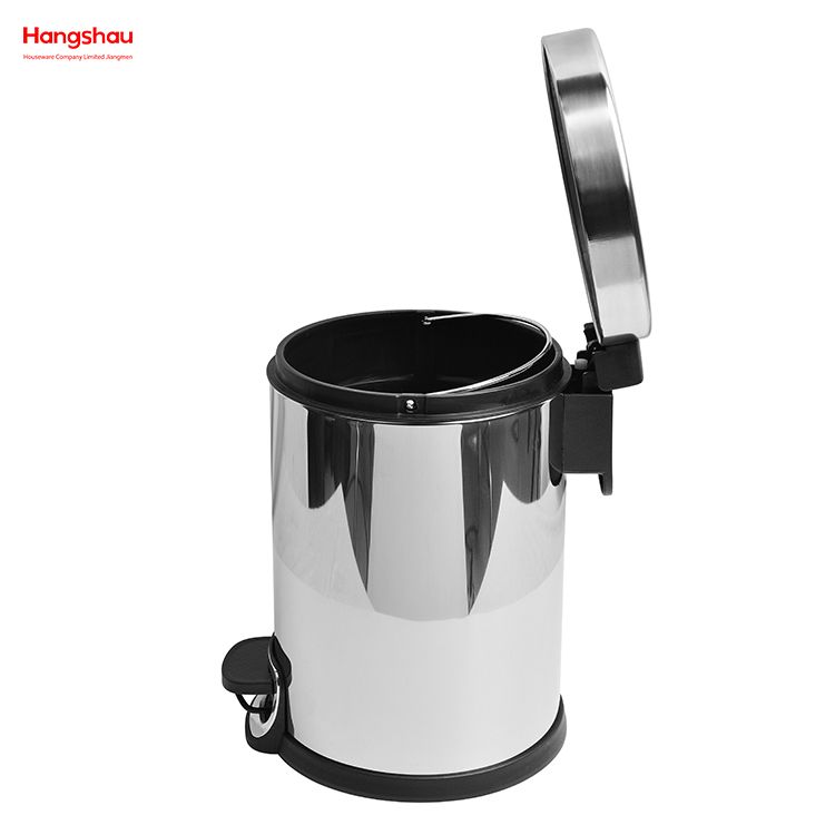 Mirror Polishing Household Bathroom Stainless Steel 3L Pedal Trash Bin With Cover Closing Slowly And Mutely Round Trash Bin Waste Bin Dustbin