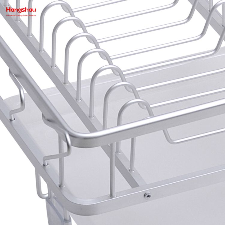 Double Deck Stand Dish Rack Kitchen Utensils Storage Aluminum Alloy Metal Drying Dish Tray Rack Organizer