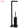 Black Powder Coated With Towel Rack Bathroom Cleaning Accessory Featuring Standing Metal Square Tube Toilet Brush Holder And Paper Holder 