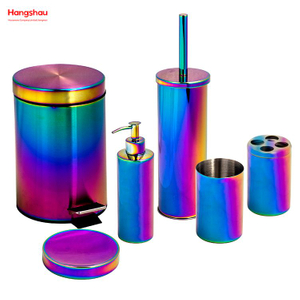 Polishing Electroplating Rainbow Color Bathroom Accessories Luxury Set Luxury Family Soap Dispenser Toothbrush Holder Tumbler Soap Dish Toiletbrush Holder Ceramic 