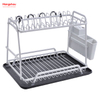 Dish Rack over Sink Organizer Double Deck Metal Drying Dish Tray Rack Stand Dish Rack Kitchen Utensils Storage Aluminum Alloy 