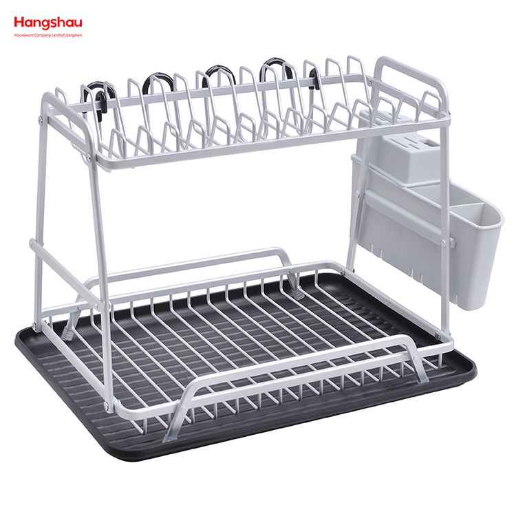Dish Rack over Sink Organizer Double Deck Metal Drying Dish Tray Rack Stand Dish Rack Kitchen Utensils Storage Aluminum Alloy 