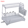 Organizer Double Deck Metal Drying Dish Tray Rack Stand Dish Rack Kitchen Utensils Storage Aluminum Alloy 