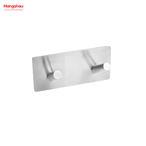 Two Hooks Bathroom Metal Hooks for Wall Stainless Steel Sticky Hook Adhesive Wall Hanging Hook with Dual Adhesive Tape