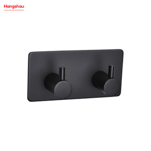 Two Hooks Stainless Steel Sticky Hook Adhesive Wall Hanging Hook with Dual Adhesive Tape Bathroom Metal Hooks for Wall