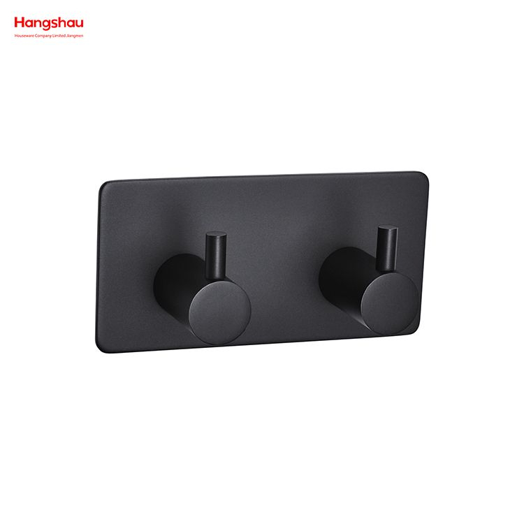 Two Hooks Stainless Steel Sticky Hook Adhesive Wall Hanging Hook with Dual Adhesive Tape Bathroom Metal Hooks for Wall