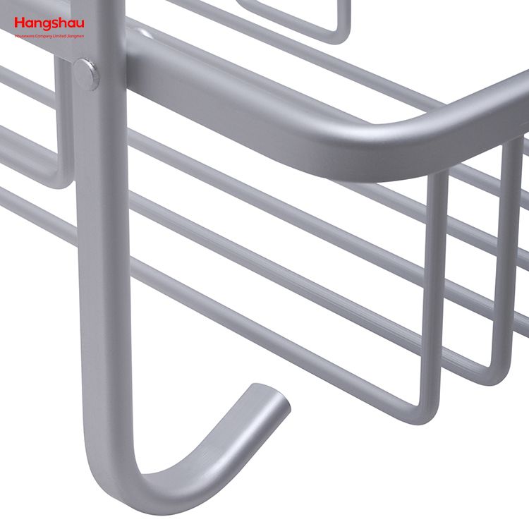 2 Layer Aluminium Bathroom Corner Rack With Metal Shower Caddy Bath Storage Rack Wall Shelf Mounted 