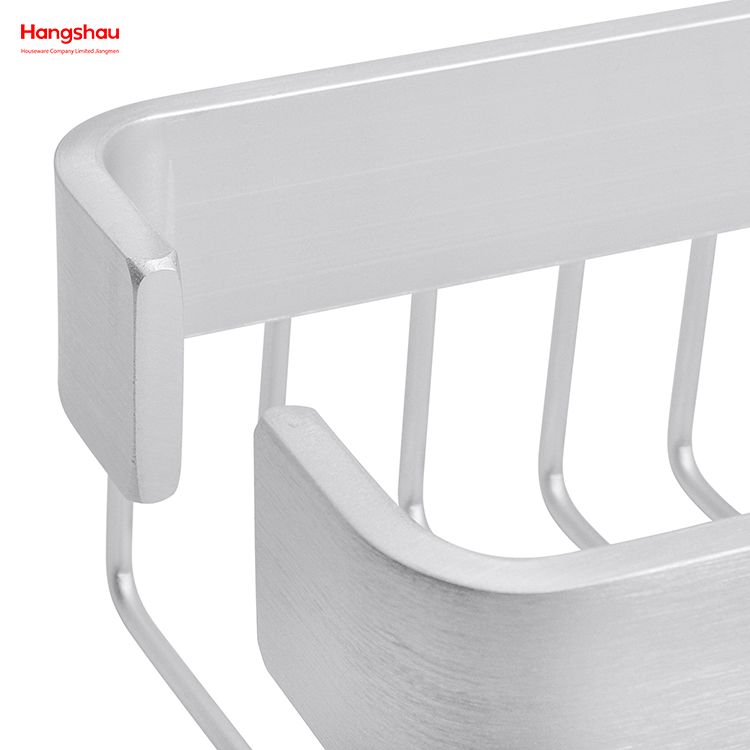 Aluminium Bathroom Corner Rack With Metal Rectangular Shape Shower Caddy Bath Storage Rack Wall Shelf Wall Mounted Bracket